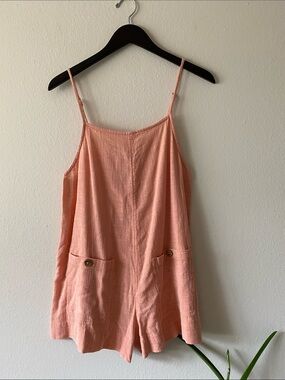 Rip Curl Peach Sleeveless Romper with Front Pockets